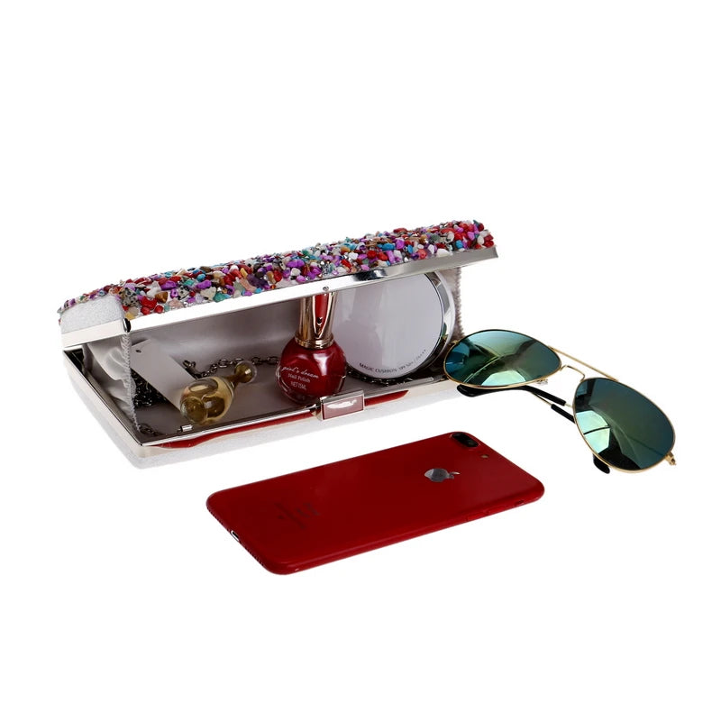 Colorful Women Evening Bag Small Clutch Shoulder Chain Handbags