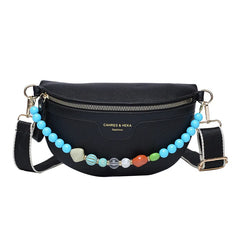 Colorful Beading Chain Waist Bag PU Leather Fanny Pack Female Stylish Waist Pack