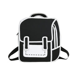 3D Stereo Comic Backpack for Girls - Canvas Messenger Tote Student Bags