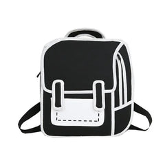 3D Stereo Comic Backpack for Girls - Canvas Messenger Tote Student Bags