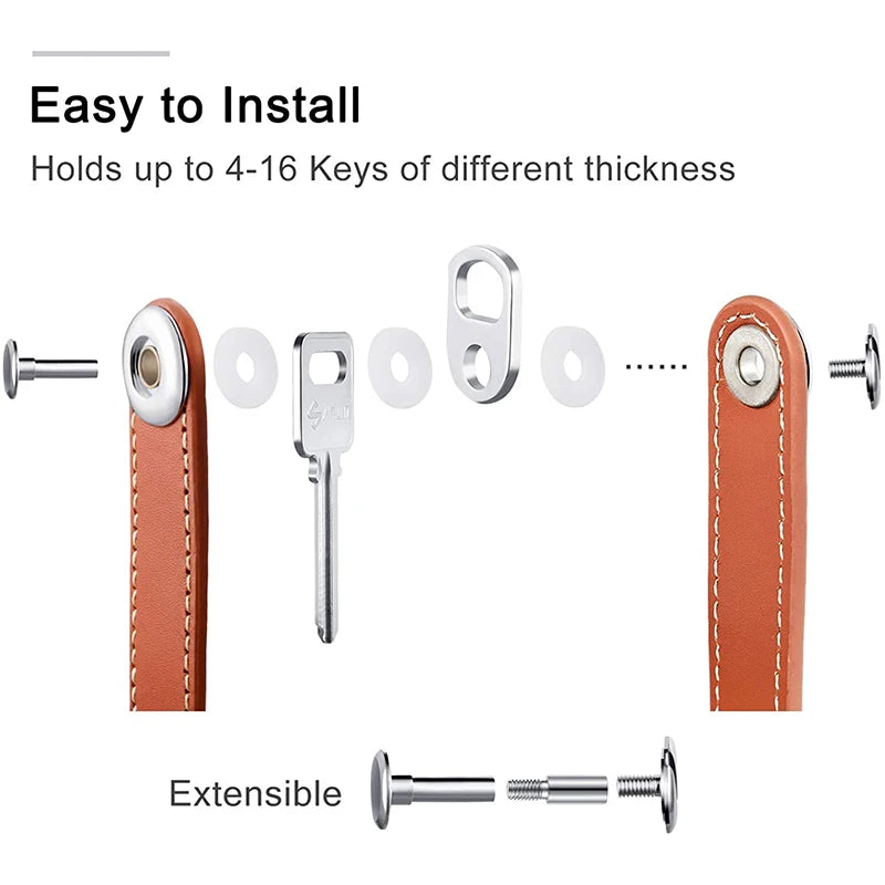 Compact Leather Key Holder for Men and Women