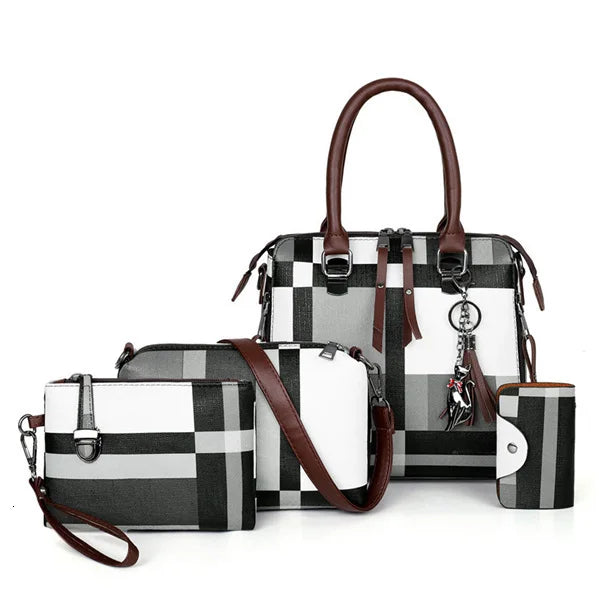 Plaid Tassel Women Bag Handbags Set Composite Bag