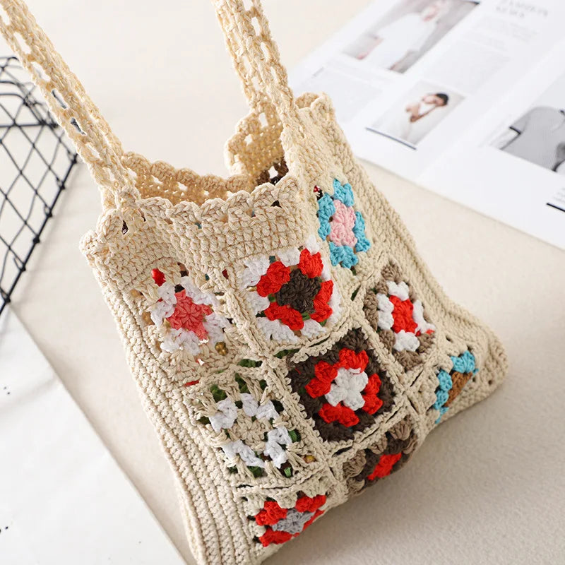 Large Capacity Shoulder Bag Plaid Woven Totes Multicolor Women's Bag