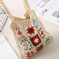 Large Capacity Shoulder Bag Plaid Woven Totes Multicolor Women's Bag
