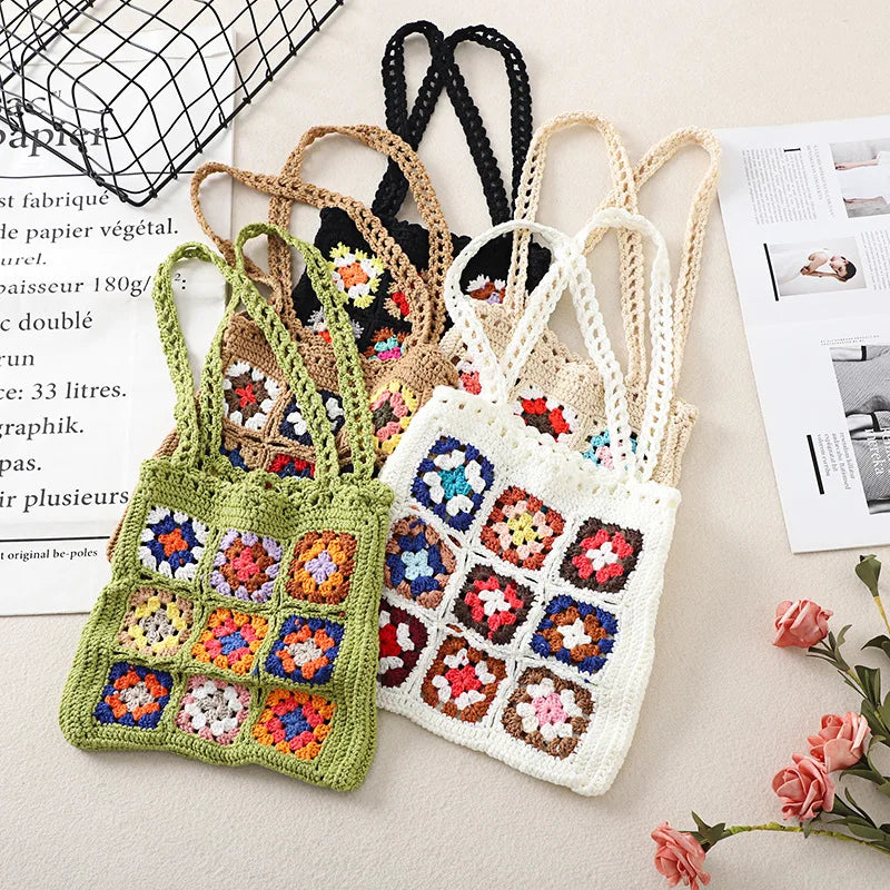Large Capacity Shoulder Bag Plaid Woven Totes Multicolor Women's Bag