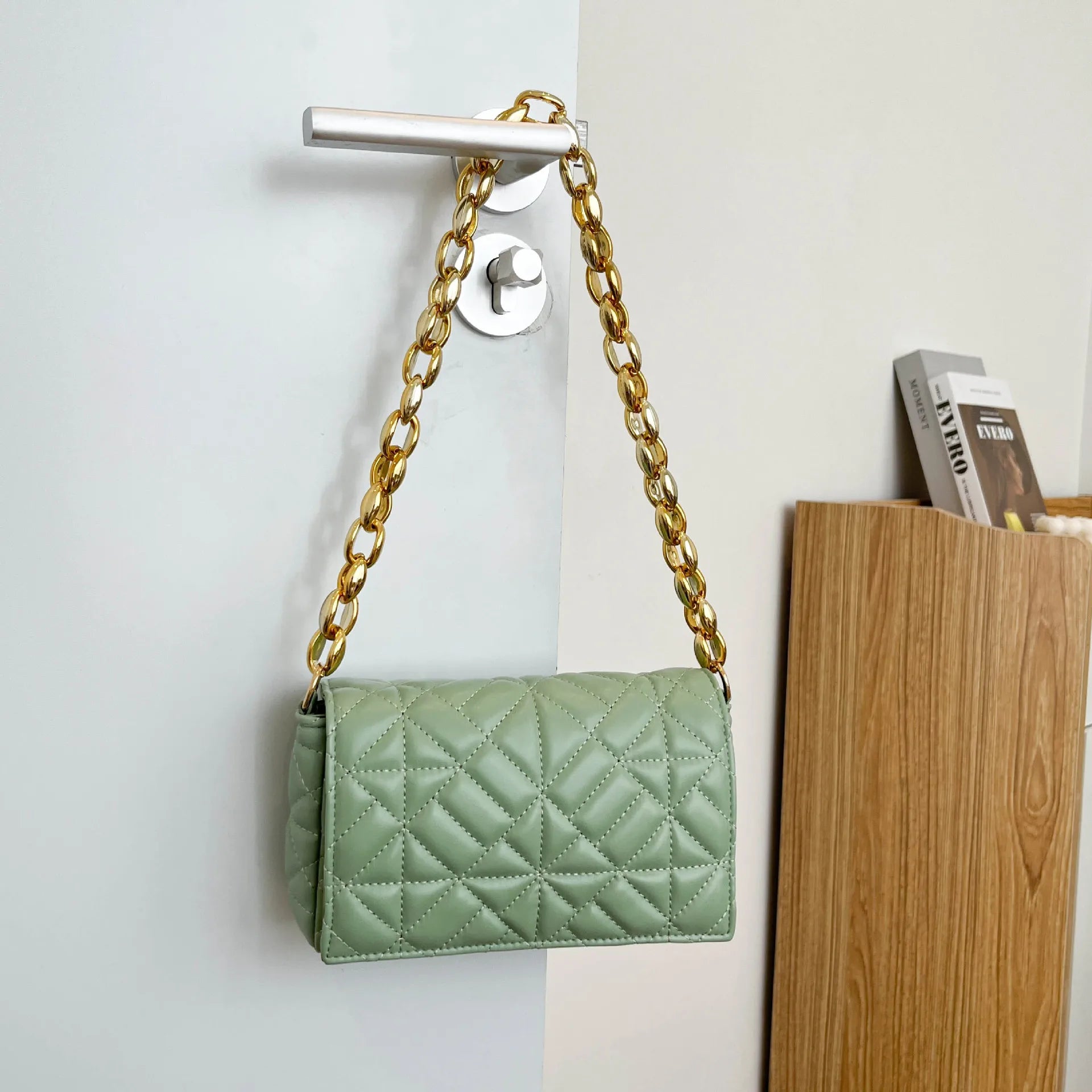 Small Square Bag Thick Chain Shoulder Underarm Handbag