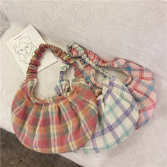 Plaid Hobos Crossbody Bag for Women, Polyester Cotton Handbag