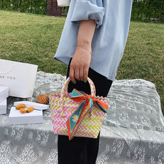 Women Woven Basket Handbag Summer Beach Shoulder Bag