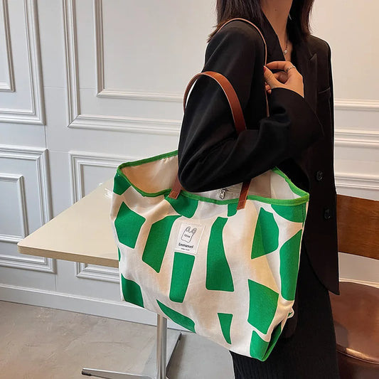 Canvas Tote Bags Large-Capacity Shopper Shoulder Bags