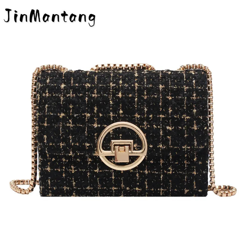 Winter Woolen Women's Chain Shoulder Bag