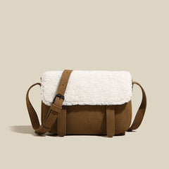 Wool Crossbody Bag Patchwork Handbag Women Shoulder Bag