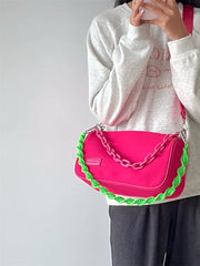 Vintage Chain Women Rose Underarm Bag Hand Woven Belt Female Shoulder Bags