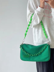 Vintage Chain Women Rose Underarm Bag Hand Woven Belt Female Shoulder Bags