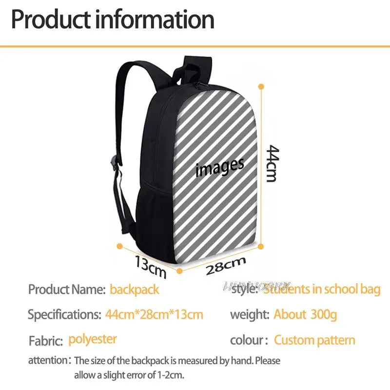 Funk Skull 3D Print School Backpack for Boys Girls