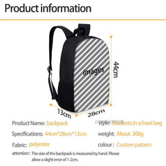 Funk Skull 3D Print School Backpack for Boys Girls