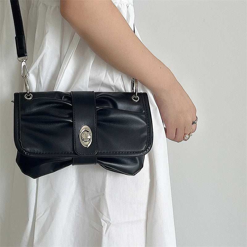 Women's Underarm Bags Clutch Purse Handbag PU Leather Female Folds Shoulder Mess