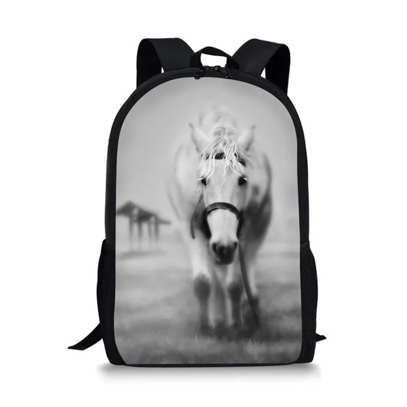 3D Horse Pattern School Backpack for Children