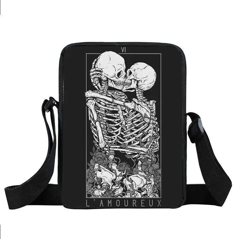 Death Skull Angel Messenger Bag Crossbody Schoolbag Small Shoulder Bag