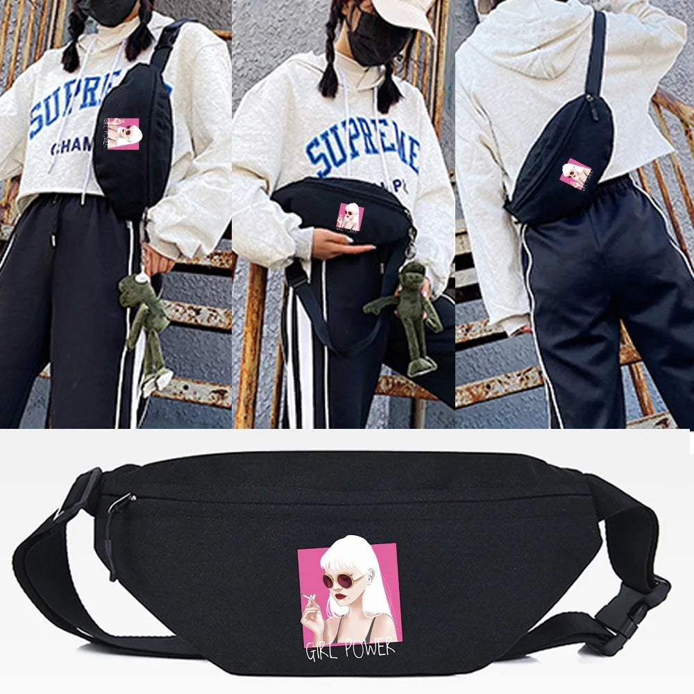 Harajuku Style Girl Print Waist Bag Chest Pack Unisex