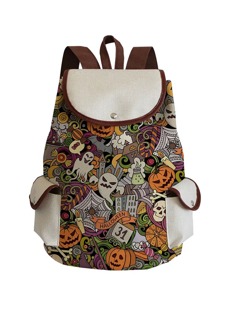 Ghost Pumpkin School Bag Boys Portable Backpack