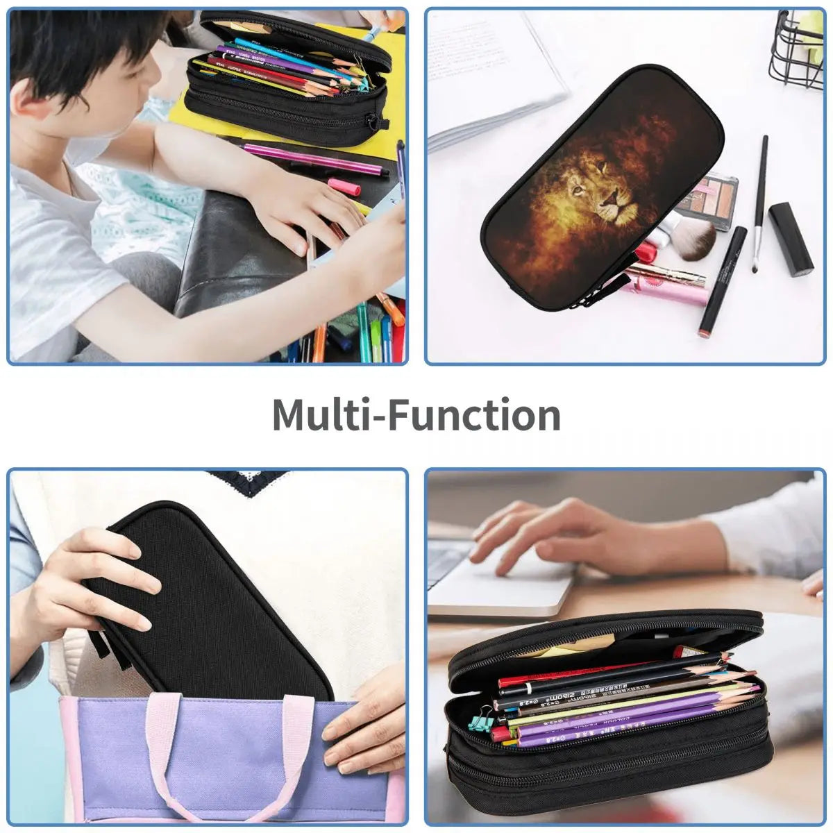 Lion Pen Box Student School Anime Zipper Pen Bag Child Stationery Bag