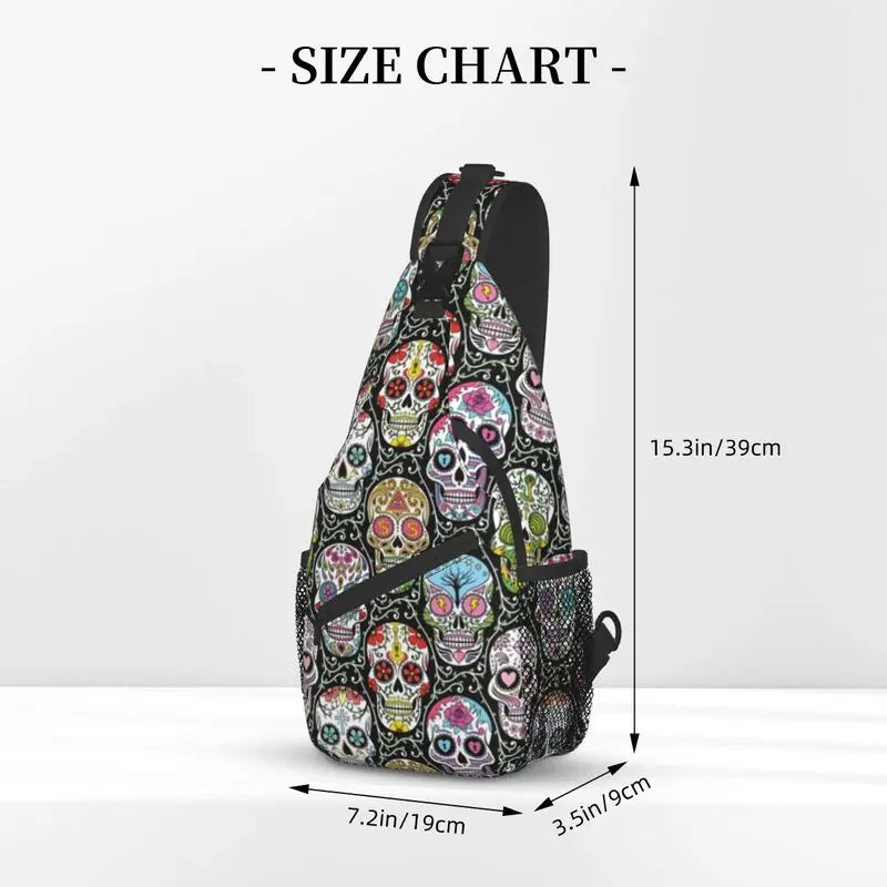 Mexican Skull Pattern Sling Crossbody Backpack Men