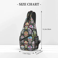 Mexican Skull Pattern Sling Crossbody Backpack Men