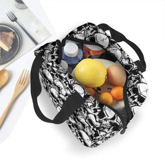 Punk Skull Print Insulated Lunch Bag Cooler Waterproof Picnic Food Storage