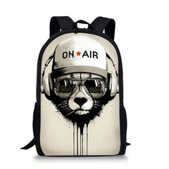 Rock Dog Pattern Men School Bag Padded Back