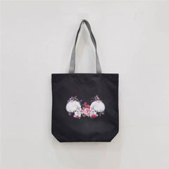 Polyester Handbag Halloween Tote Female Shoulder Bag Skull Floral Pattern