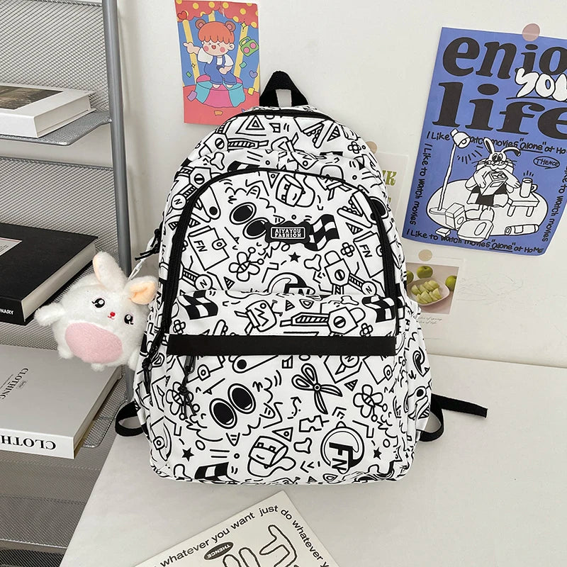 Graffiti Pattern Backpack for Teenage Travel Rucksack
