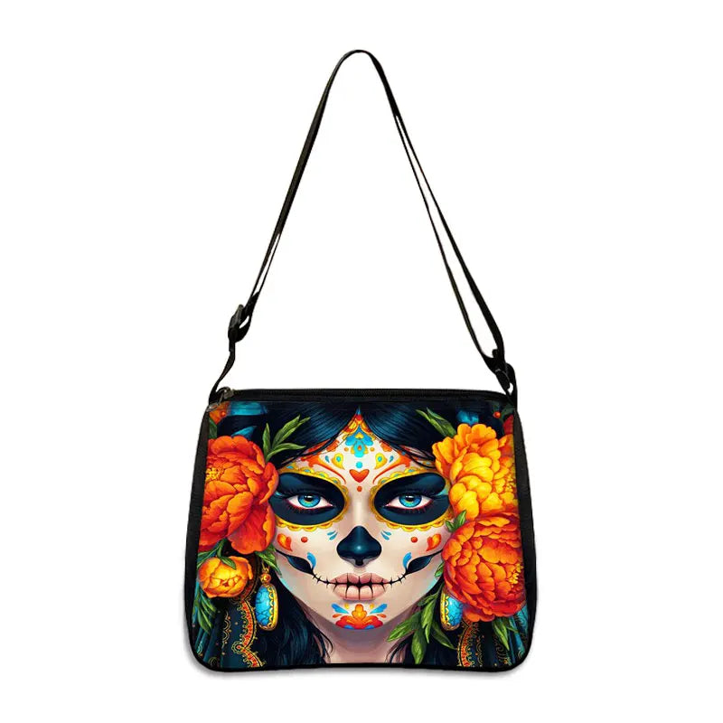 Gothic Girl Handbag Halloween Skull Pattern Underarm Bag Gift