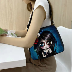 Gothic Girl Handbag Halloween Skull Pattern Underarm Bag Gift