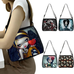Gothic Girl Handbag Halloween Skull Pattern Underarm Bag Gift