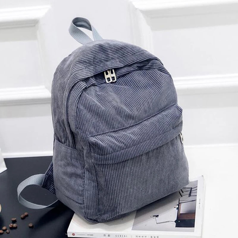 Corduroy Women's School Backpack Teenger Girl Bagpack Pack