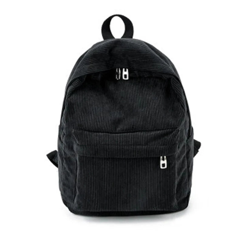 Corduroy Women School Backpack Teenger Girl Mochila Bagpack