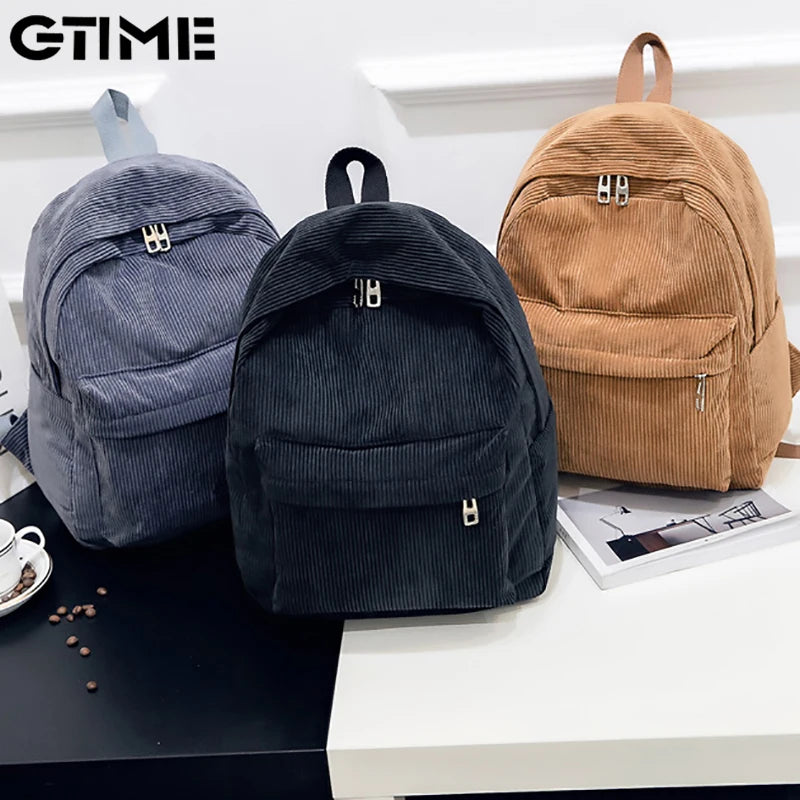 Corduroy Backpack School Backpack Women Backpack Teenger Girl School Bags