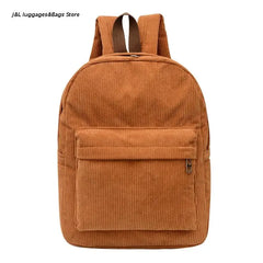 Corduroy Backpack Solid Casual Daypack for Women Girl Student