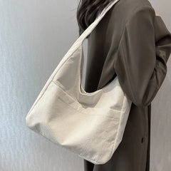 Solid Canvas Female Shoulder Tote Bags Women Casual Handbag