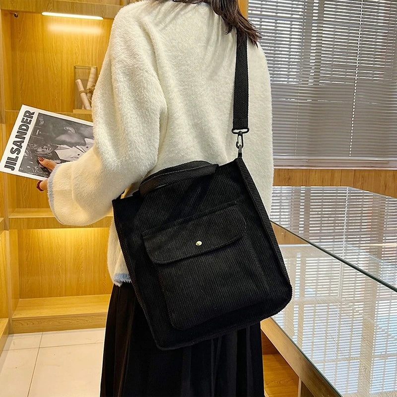 Corduroy Women's Shopper Bag Handbag Canvas Shoulder Tote Bag
