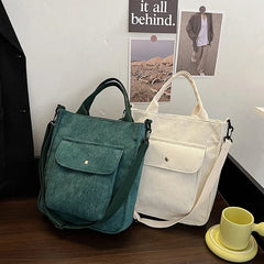 Corduroy Women's Shopper Bag Handbag Canvas Shoulder Tote Bag
