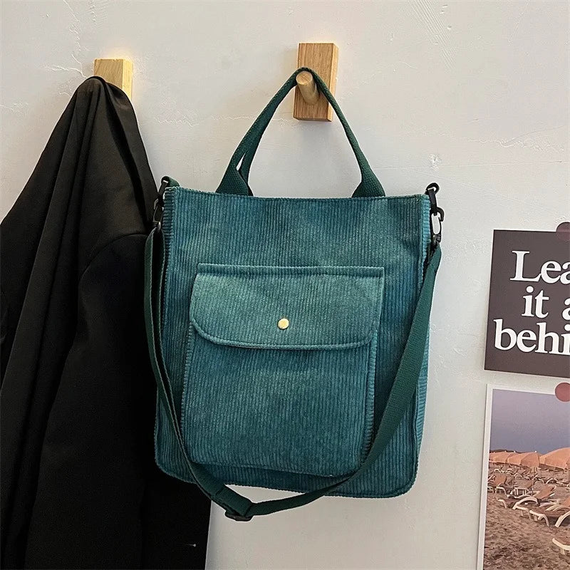 Corduroy Women's Shopper Bag Handbag Canvas Shoulder Tote Bag