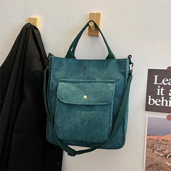 Corduroy Women's Shopper Bag Handbag Canvas Shoulder Tote Bag