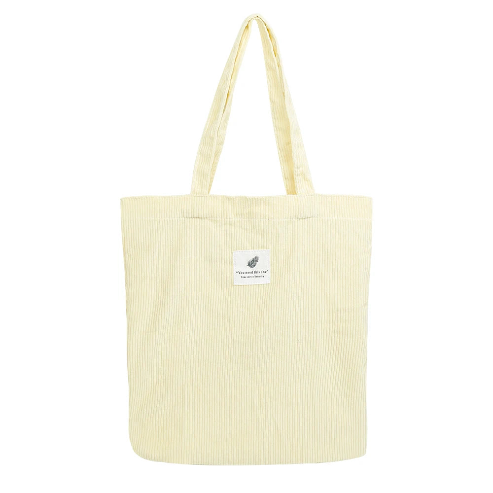 Corduroy Women's Shopper Handbag Canvas Storage Bag