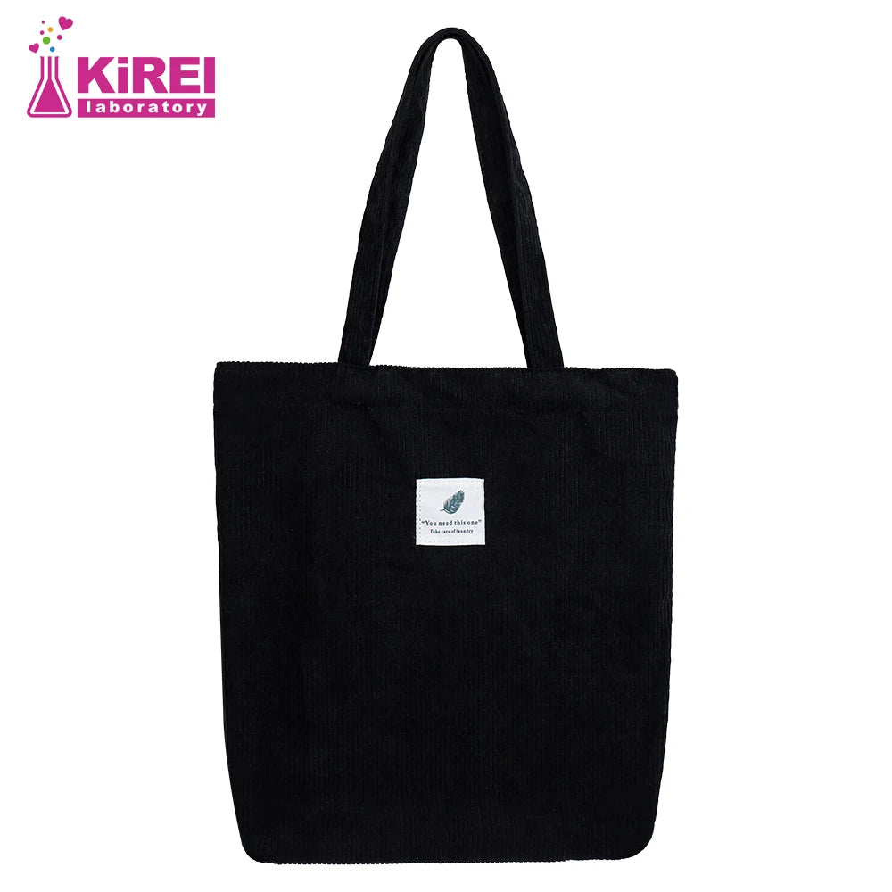 Corduroy Women's Shopper Handbag Canvas Storage Bag