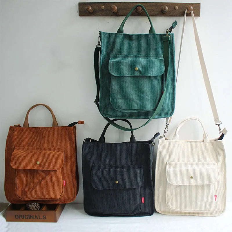 Corduroy Bag Women Shoulder Bags Canvas Tote Bag