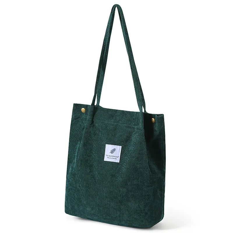 Corduroy Shoulder Bag Canvas Tote Casual Handbag