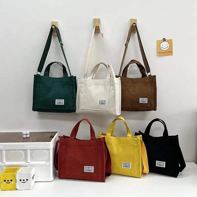 Corduroy Casual Women's Tote Shoulder Bag Retro Art Crossbody Bags