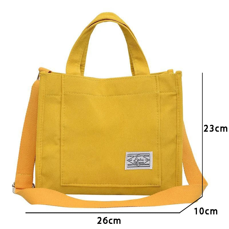 Corduroy Women's Tote Shoulder Bag Retro Canvas Crossbody