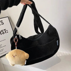Corduroy Crossbody Bag for Women Large Capacity Shoulder Bag